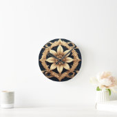 Elegant Gouden Bloemontwerp Ronde Klok (Huis)