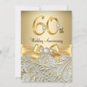 Elegant Gouden Boog Diamant 60e Jubileum Kaart (Voorkant)