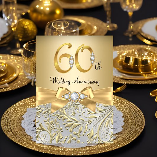 Elegant Gouden Boog Diamant 60e Jubileum Kaart