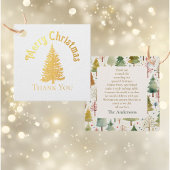 Elegant gouden bos dennenboom kerstdiner bedankjes labels