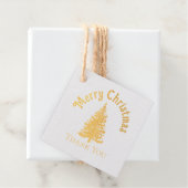 Elegant gouden bos dennenboom kerstdiner bedankjes labels (Met doos)
