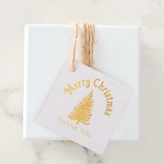 Elegant gouden bos dennenboom kerstdiner bedankjes labels (Met doos)