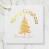 Elegant gouden bos dennenboom kerstdiner bedankjes labels (Voorkant)