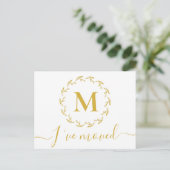 Elegant gouden botanisch monogram Ik ben verhuisd Briefkaart (Staand voorkant)