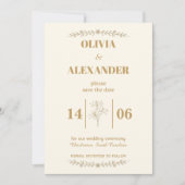 Elegant Gouden Botanische Bruiloft Save The Date (Voorkant)