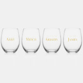 Elegant Gouden Bruid bruidegom Maid of Honor Beste Wijnglas Zonder Voet (Achterkant)