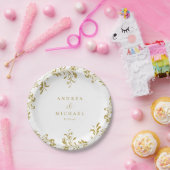 Elegant gouden bruiloft dessert papieren bordje (Feest)