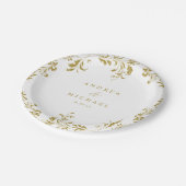 Elegant gouden bruiloft dessert papieren bordje (Gekanteld)