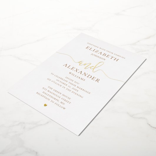 Elegant gouden bruiloft. Klassieke scriptkalligraf Folie Uitnodiging (Gedraaid)