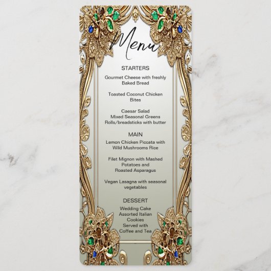 Elegant gouden  bruiloft menu (Voorkant)