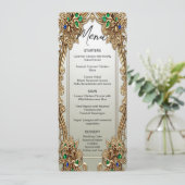 Elegant gouden  bruiloft menu (Staand voorkant)