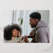 Elegant gouden bruiloft met foto op de datum folie uitnodiging (Achterkant)