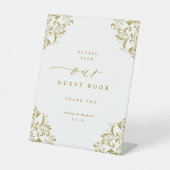 Elegant gouden bruiloft reclamebord met voetstuk (Voorkant)