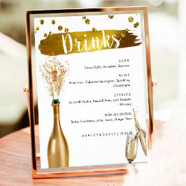 Elegant gouden bruiloftsdranken Menu bar bord  Poster