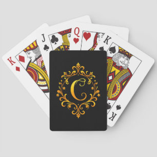 Elegant Gouden C Letter Monogram Pokerkaarten