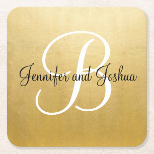 Elegant gouden cadeautjes voor zwarte bruiloft - M Kartonnen Onderzetters