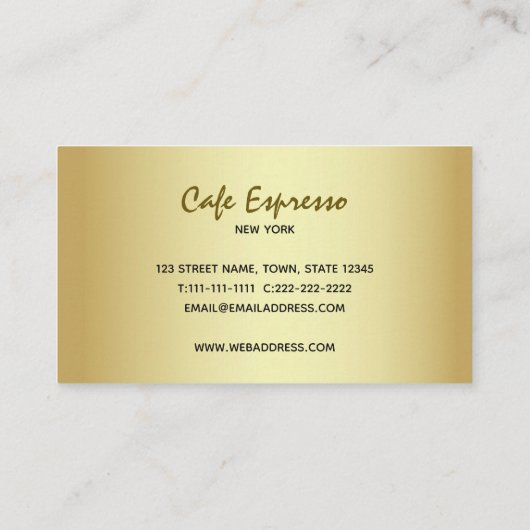 Elegant gouden café visitekaartje (Achterkant)