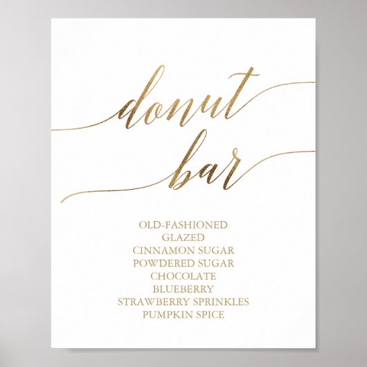 Elegant Gouden Calligraphy Donut Bar Bord Poster (Voorkant)