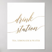 Elegant Gouden Calligraphy Drankstation Poster (Voorkant)