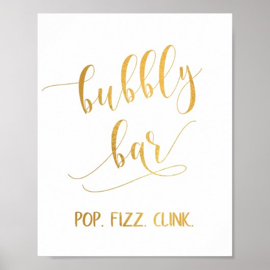 Elegant Gouden Calligraphy Feest Bubble Bar Bord Poster (Voorkant)
