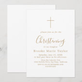 Elegant Gouden Calligraphy Kruis Doopfeest  Kaart (Voorkant / Achterkant)