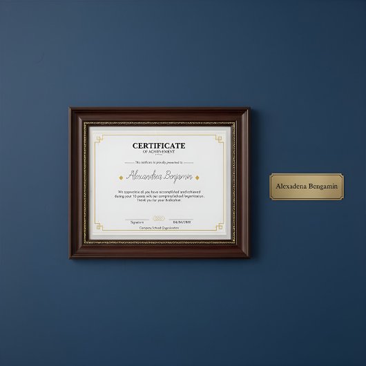 Elegant Gouden Certificaat van Prestatie Beroep