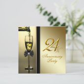 Elegant Gouden Champagne 24e Jubileumfeest Kaart (Staand voorkant)