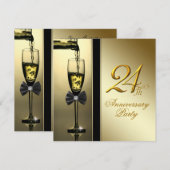 Elegant Gouden Champagne 24ste verjaardagsfeestje Kaart (Voorkant / Achterkant)