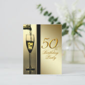 Elegant gouden champagne 50ste verjaardagsfeest kaart (Staand voorkant)