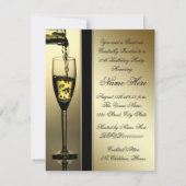 Elegant gouden champagne 50ste verjaardagsfeest kaart (Achterkant)