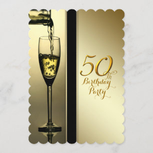 Elegant gouden champagne 50ste verjaardagsfeest kaart