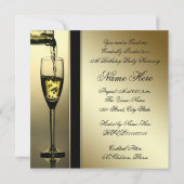 Elegant gouden champagne 50ste verjaardagsfeest kaart (Achterkant)