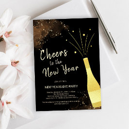 Elegant Gouden Champagne Nieuwjaarsfeest Kaart