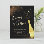 Elegant Gouden Champagne Nieuwjaarsfeest Kaart (Staand voorkant)