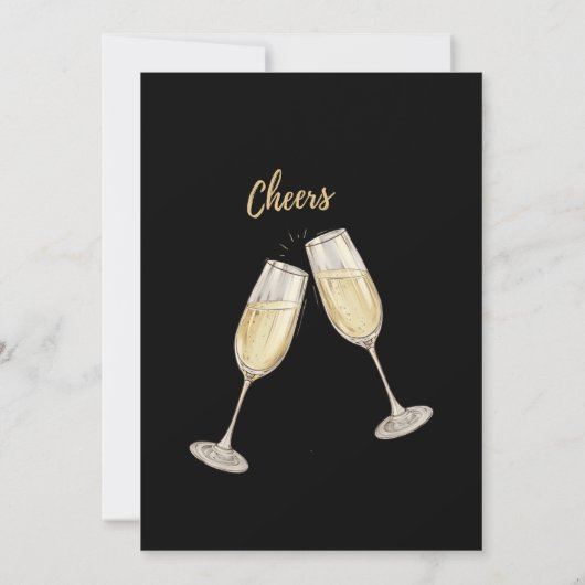 Elegant Gouden Champagne Nieuwjaarsfeest Kaart (Achterkant)