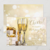 Elegant gouden champagne vakantie feest kaart (Voorkant / Achterkant)