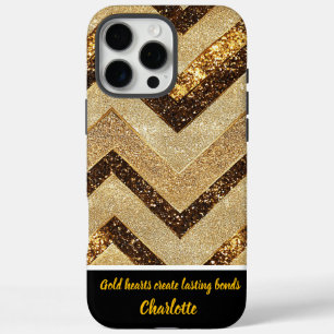 Elegant gouden chevron patroon iPhone 16 pro max hoesje