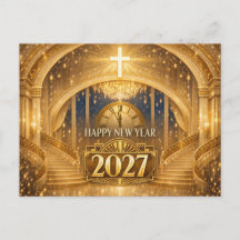 Elegant Gouden Christelijk Gelukkig Nieuwjaar 2027