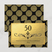 ELEGANT GOUDEN CIRKELPATRONE & ZWARTE "Dank u" Bedankkaart (Voorkant / Achterkant)