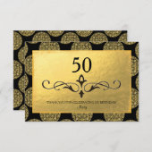 ELEGANT GOUDEN CIRKELPATRONE & ZWARTE "Dank u" Bedankkaart (Voorkant / Achterkant)