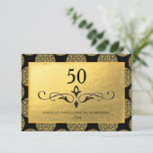 ELEGANT GOUDEN CIRKELPATRONE & ZWARTE "Dank u" Bedankkaart (Staand voorkant)