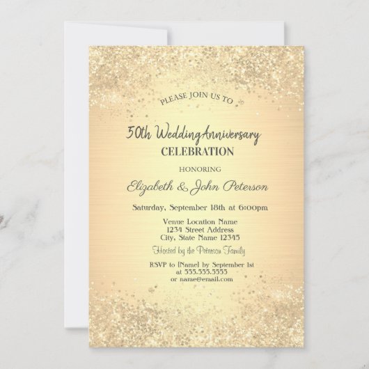 Elegant gouden Confetti bruiloft Jubileum Kaart (Voorkant)