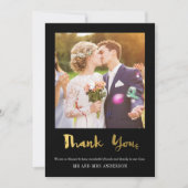 Elegant gouden Confetti foto Dank u kaart zwart (Voorkant)