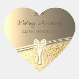 Elegant gouden confetti, lint jubileum hart sticker