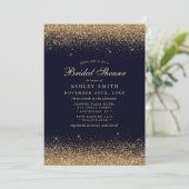 Elegant gouden Confetti Navy Vrijgezellenfeest Kaart (Staand voorkant)