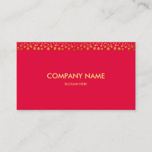 Elegant gouden confetti op fuchsia visitekaartje