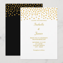 Elegant gouden confetti op zwart en wit kaart