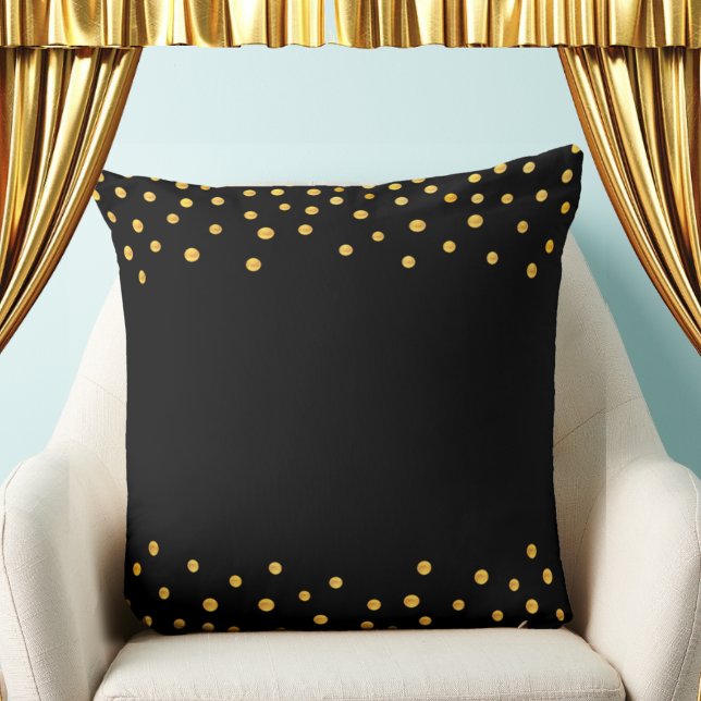 Elegant gouden confetti op zwart kussen (Creator heeft geüpload)
