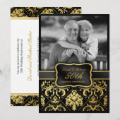 Elegant gouden damast 50e trouwdag kaart (Voorkant / Achterkant)