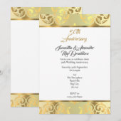 Elegant gouden damast 50ste huwelijksjubileum kaart (Voorkant / Achterkant)